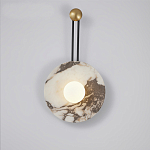 Бра круглое с каменным основанием и плафоном из стекла в форме шара Shaw Marble Lighting варинант исполнения - 1 | Loft Concept в Тюмени