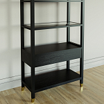 Стеллаж Elsa Dreams Black со стеклянными полками и ящиком варинант исполнения - 6 | Loft Concept в Тюмени