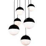 Каскадный светильник с 6-ю плафонами шары Ponzio Flos Cascade  Black Sphere Hanging Lamp варинант исполнения - 2 | Loft Concept в Тюмени