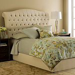 Кровать двуспальная бежевая с основанием из массива дуба с мягким изголовьем Flax Beds варинант исполнения - 1 | Loft Concept в Тюмени