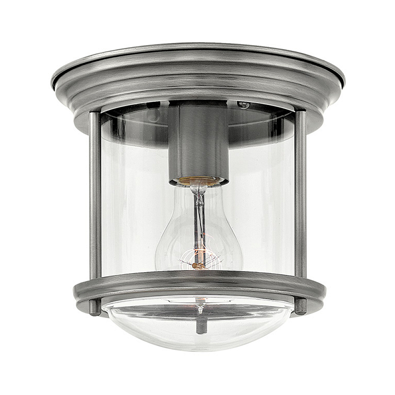 Потолочный светильник для ванных комнат с цилиндрическим стеклянным плафоном и одной лампой Hinkley Никель Белый Бронза Прозрачное Стекло Хром в Тюмени | Loft Concept 