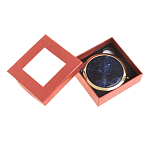 Зеркало карманное круглое двухстороннее из натурального камня Содалит в подарочной упаковке Gold Stone Mirrors варинант исполнения - 3 | Loft Concept в Тюмени