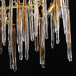 Люстра линейная золотого цвета с декоративными ветвями и длинными стеклянными подвесками в форме сосулек Droplet Chandelier варинант исполнения - 5 | Loft Concept в Тюмени