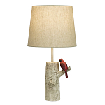 Настольная лампа с тканевым абажуром и основанием в виде птицы на дереве Simurq варинант исполнения - 1 | Loft Concept в Тюмени