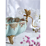 Чаша из голубого фарфора на бронзовых ножках с рисунком цветов и фигурками стрекоз Blue Garden варинант исполнения - 6 | Loft Concept в Тюмени