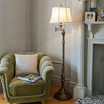 Торшер классического стиля цвета темная бронза с бежевым льяным абажуром Feiss варинант исполнения - 2 | Loft Concept в Тюмени