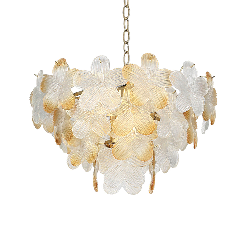 Люстра конусообразная с цветочными мотивами Light Floral Glow Прозрачный Янтарный Золотой в Тюмени | Loft Concept 