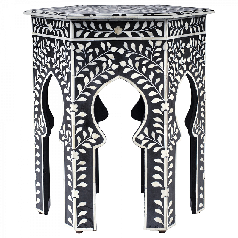 Табурет Inlaid Bone East Черный Белый Табурет Inlaid Bone East Черный Белый в Тюмени | Loft Concept