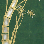 Обои ручная роспись Bamboo Golden on Edo Green India tea paper варинант исполнения - 2 | Loft Concept в Тюмени