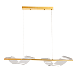 Люстра линейная золотистого цвета с двумя прозрачными волнистыми элементами Wave Line варинант исполнения - 2 | Loft Concept в Тюмени