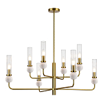 Люстра с 8-ю плафонами в форме стеклянных трубок и мраморных декоративных элементов Montreal варинант исполнения - 7 | Loft Concept в Тюмени