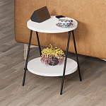 Стол приставной с 2-мя круглыми белыми столешницами ESSEL SIDE TABLE WHITE варинант исполнения - 8 | Loft Concept в Тюмени
