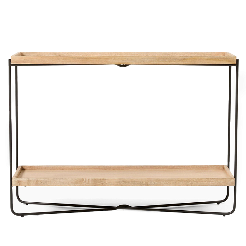 Консоль деревянной столешницей и полкой Wooden Table Top and Shelf Бежевый Черный Консоль деревянной столешницей и полкой Wooden Table Top and Shelf Бежевый Черный в Тюмени | Loft Concept