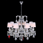 Люстра с 8-ю белыми текстильными абажурами и хрустальными подвесками Lustre Reverie варинант исполнения - 2 | Loft Concept в Тюмени