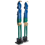 Комплект из 2-х деревянных статуэток Asmat Statuettes Blue Green варинант исполнения - 5 | Loft Concept в Тюмени