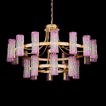 Люстра двухъярусная круглая с текстурными цилиндрическими плафонами Glimpse варинант исполнения - 1 | Loft Concept в Тюмени