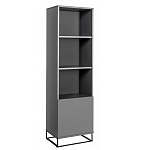 Стеллаж книжный цвета графит с 3-мя открытыми полками и дверкой Strict Lines варинант исполнения - 1 | Loft Concept в Тюмени