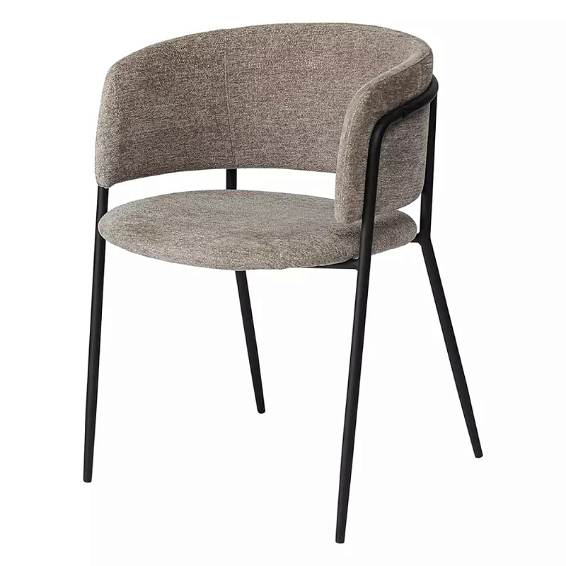 Стул полукруглый с каркасом из металла и мягким сиденьем и спинкой Soft Chenille Черный Капучино Стул полукруглый с каркасом из металла и мягким сиденьем и спинкой Soft Chenille Черный Капучино в Тюмени | Loft Concept