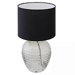 Настольная лампа с черным цилиндрическим тканевым абажуром и фактурным прозрачным основанием Black Cone варинант исполнения - 1 | Loft Concept в Тюмени