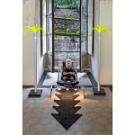 Дизайнерское кресло на металлическом каркасе с подставкой для ног Poltronova Mies Armchair варинант исполнения - 6 | Loft Concept в Тюмени