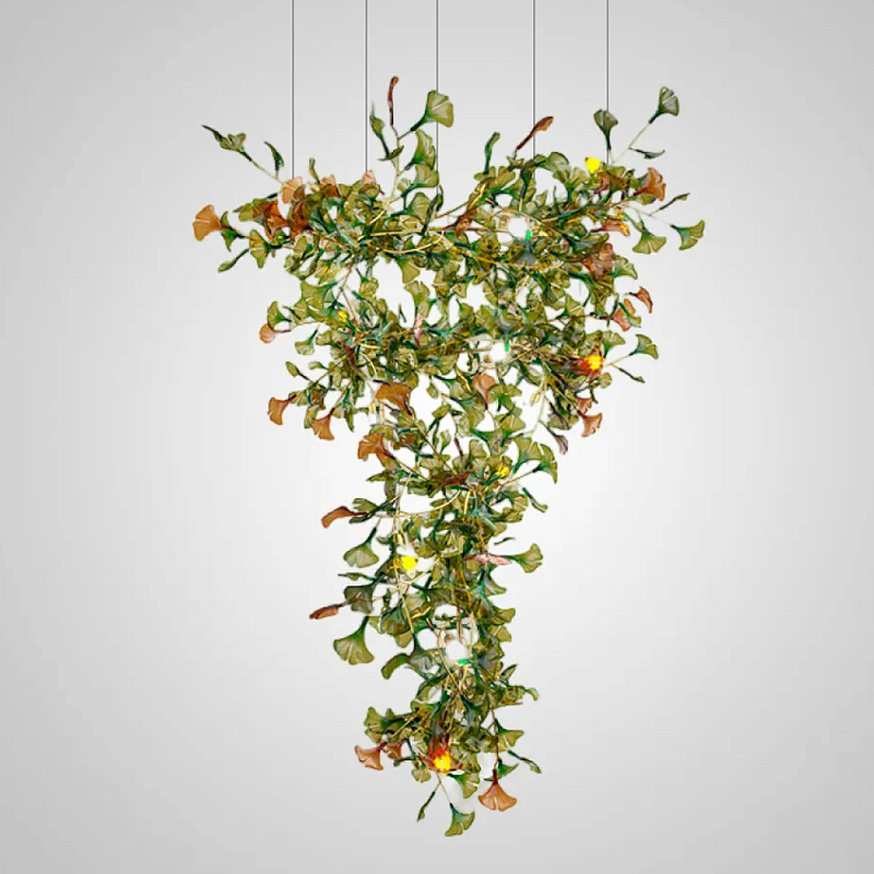 Люстра на ветвистом каркасе с листьями Green Floral Attraction Зеленый Латунь Люстра на ветвистом каркасе с листьями Green Floral Attraction Зеленый Латунь в Тюмени | Loft Concept