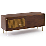 ТВ-тумба из ореха с плетеным декором Eland Wooden Wicker TV Stand варинант исполнения - 1 | Loft Concept в Тюмени