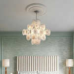 Люстра  с каскадом из круглых декоративных элементов  White Clear Glass Chandelier варинант исполнения - 5 | Loft Concept в Тюмени