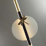 Подвесной светильник с шарообразным плафоном из алебастра и бронзовой декоративной стрекозой Alaris  варинант исполнения - 6 | Loft Concept в Тюмени