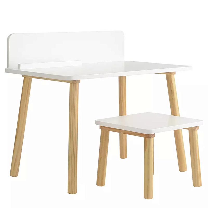 Набор детской мебели белый Childrens Table with Stool Белый Голубой Набор детской мебели белый Childrens Table with Stool Белый Голубой в Тюмени | Loft Concept