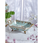 Блюдо прямоугольное из голубого фарфора с ручками и рисунком птиц и цветов Blue Garden варинант исполнения - 2 | Loft Concept в Тюмени