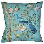 Подушка декоративная с изображением птицы в саду Chinoiserie Peacock in the Garden Cushion варинант исполнения - 1 | Loft Concept в Тюмени
