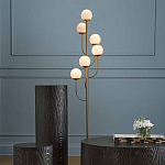 Торшер с 6-ю белыми стеклянными плафонами в форме шаров Gooseneck Pelle Chandelier варинант исполнения - 2 | Loft Concept в Тюмени