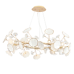 Люстра круглая с белыми лепестками из керамики и прозрачными хрустальными цветками Диаметр 82 см Wintery flovers варинант исполнения - 1 | Loft Concept в Тюмени