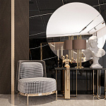 Настольная лампа с цилиндрическим абажуром из коричневой ткани и золотыми трубочками Brown Aura варинант исполнения - 4 | Loft Concept в Тюмени