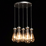 Люстра с 7-ю прозрачными плафонами из стекла в форме капли на круглом потолочном основании цвета хром Lucid Rain  варинант исполнения - 3 | Loft Concept в Тюмени