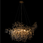 Подвесная люстра в виде ветвей деревьев золотого цвета с прозрачными подвесками-каплями 10 и 14 ламп Droplet Chandelier варинант исполнения - 4 | Loft Concept в Тюмени