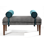 Банкетка Banquette PIED DE POULE с принтом гусиная лапка и синими подлокотниками  варинант исполнения - 1 | Loft Concept в Тюмени