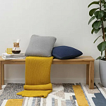 Плед из хлопка жемчужной вязки горчичного цвета Waffle Comfort варинант исполнения - 5 | Loft Concept в Тюмени