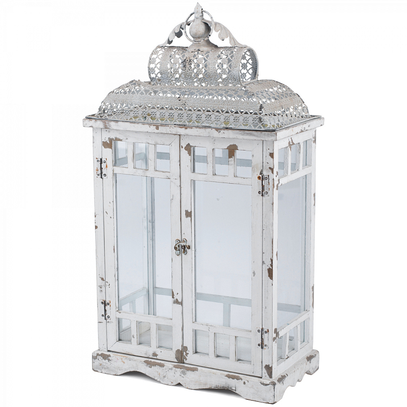 Подсвечник Provence Arbor Белый винтажная патина   Прозрачное Стекло в Тюмени | Loft Concept 