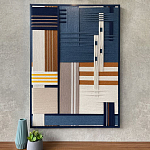 Панно из шнура Синяя геометрическая абстракция wall panel line Blue варинант исполнения - 1 | Loft Concept в Тюмени