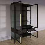 Витрина Primo со стеклянными фасадами и 2 ящиками Темный орех варинант исполнения - 6 | Loft Concept в Тюмени