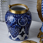 Ваза с насыщенным синим орнаментом и золотой крышкой Blue & White Ornament  варинант исполнения - 4 | Loft Concept в Тюмени