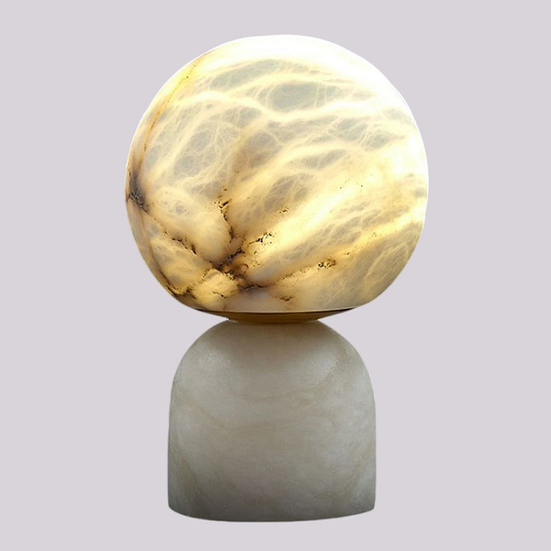Настольная лампа из натурального камня Heavenly Body Латунь Белый в Тюмени | Loft Concept 
