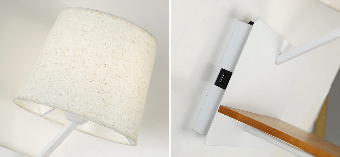 Бра с абажуром и гибким спотом Trumpet Wall White USB Бра с абажуром и гибким спотом Trumpet Wall White USB - Loft-Concept в Тюмени