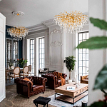 Люстра подвесная с прозрачными стеклянными подвесками в форме капель Диаметр 100 см Droplet Chandelier варинант исполнения - 11 | Loft Concept в Тюмени