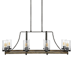 Люстра подвесная с восемью прозрачными стеклянными цилиндрическими плафонами в стиле лофт Feiss варинант исполнения - 1 | Loft Concept в Тюмени
