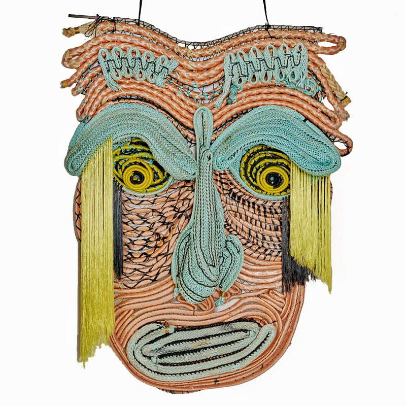 Арт-Объект из нитей Абстрактный портрет Joana Schneider  Бирюзовый Желтый в Тюмени | Loft Concept 