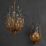 Бра настенное золотое с декором из бирюзовых элементов Peacock Tail варинант исполнения - 4 | Loft Concept в Тюмени