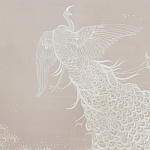 Обои ручная роспись в стиле Арт-деко Whistler Peacocks Special Colourway on Almost Mauve dyed silk варинант исполнения - 1 | Loft Concept в Тюмени