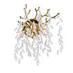 Бра золотого цвета с ветвями и белыми овальными стеклянными подвесками Droplet Chandelier варинант исполнения - 1 | Loft Concept в Тюмени